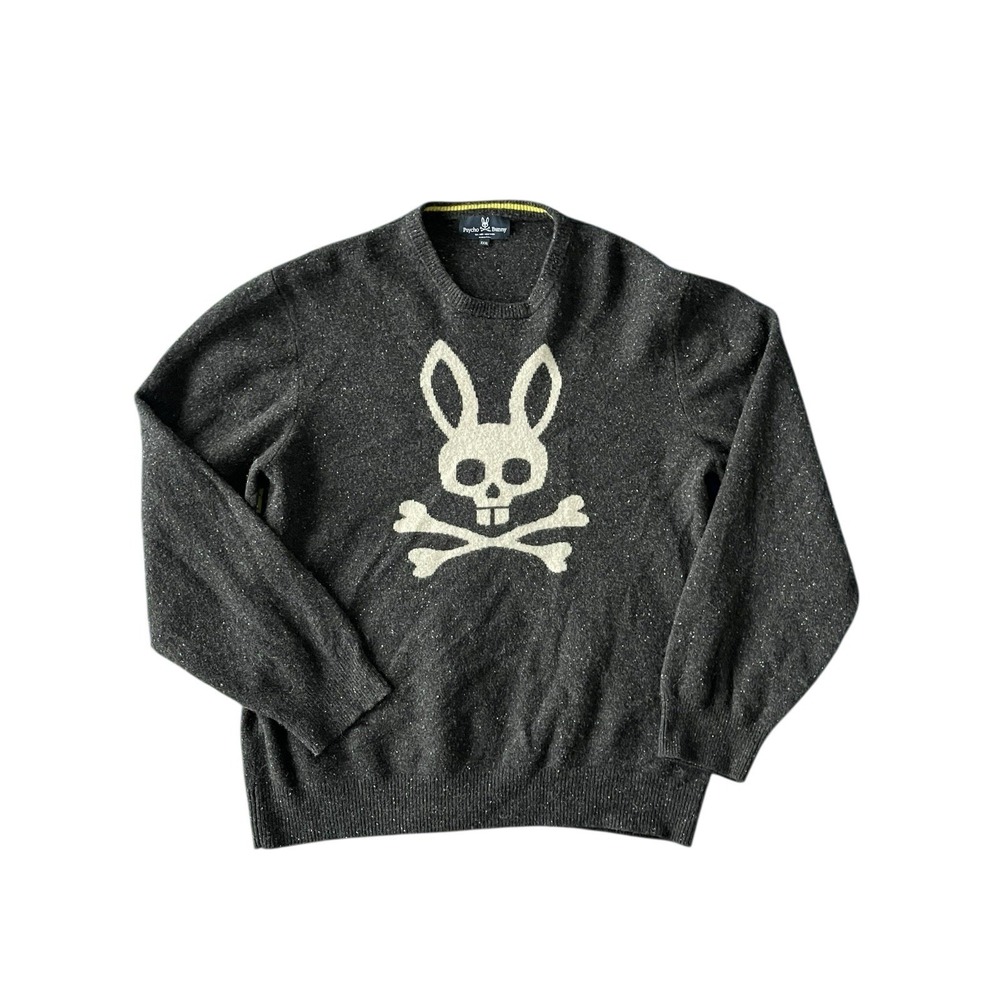 Psycho Bunny Vandam Skull Merino Wool Crewneck Pullover Sweater Size 3XL